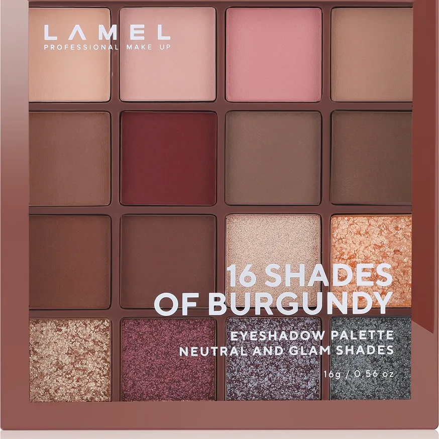 LAMEL 16 Shades of Burgundy Palett för ögonskugga 16 g
