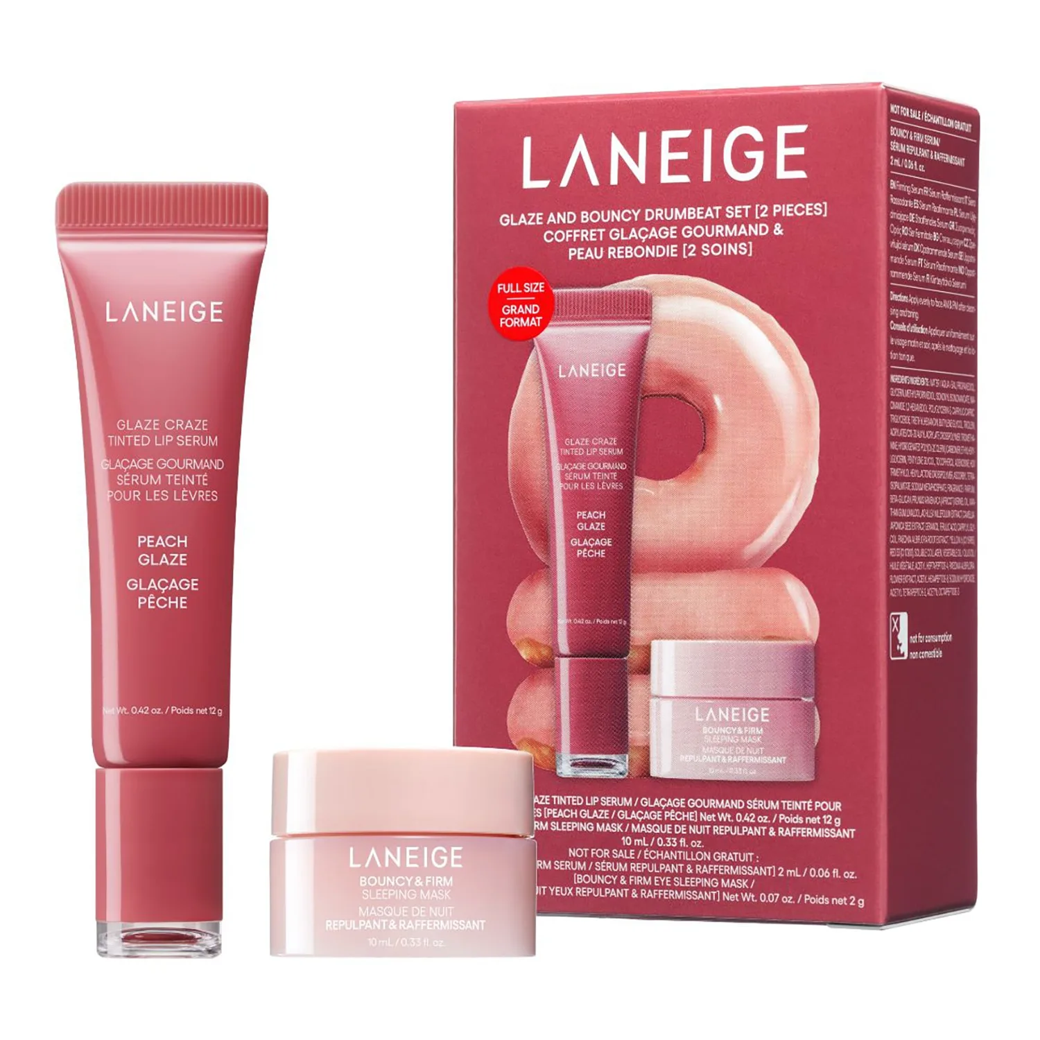 Glazed and Bouncy Drumbeat Set - Set med läppbalsam och nattmask för ansiktet