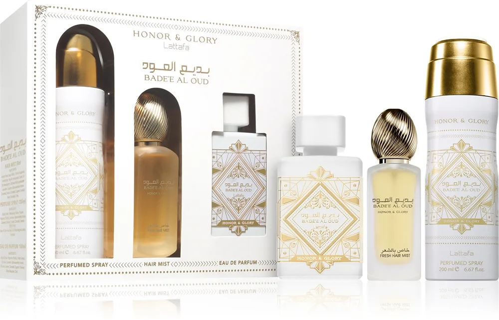 Lattafa Badee Al Oud Honor & Glory Presentförpackning Unisex 3 st.