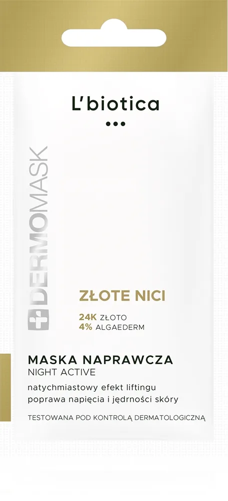 L’biotica DermoMask Night Active Løftende og opstrammende maske Med 24 karat guld 12 ml