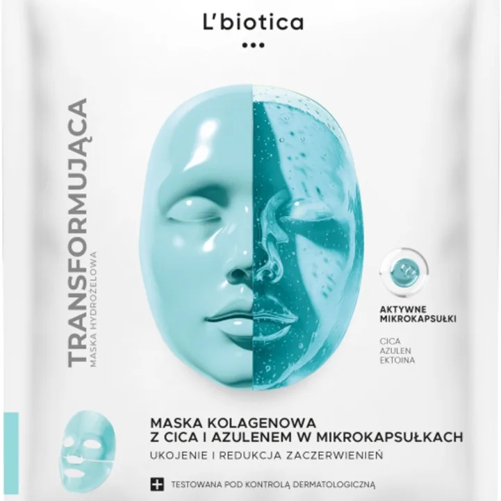 L’biotica Transforming Collagen Mask with CICA and Azulene in Microcapsules Kollagenmask motverkar rodnader 1 st.