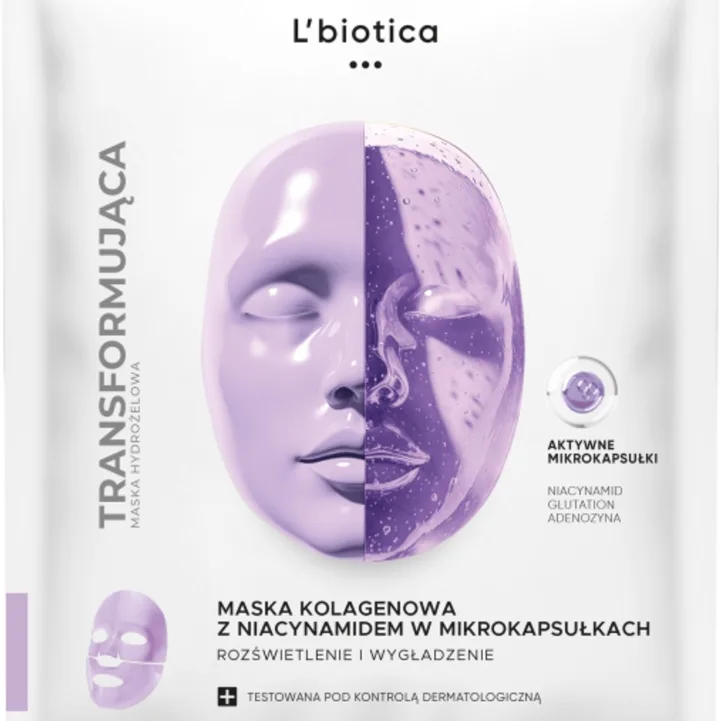 L’biotica Transforming Collagen Mask with Niacinamide in Microcapsules Kollagenmask med uppljusande effekt 1 st.