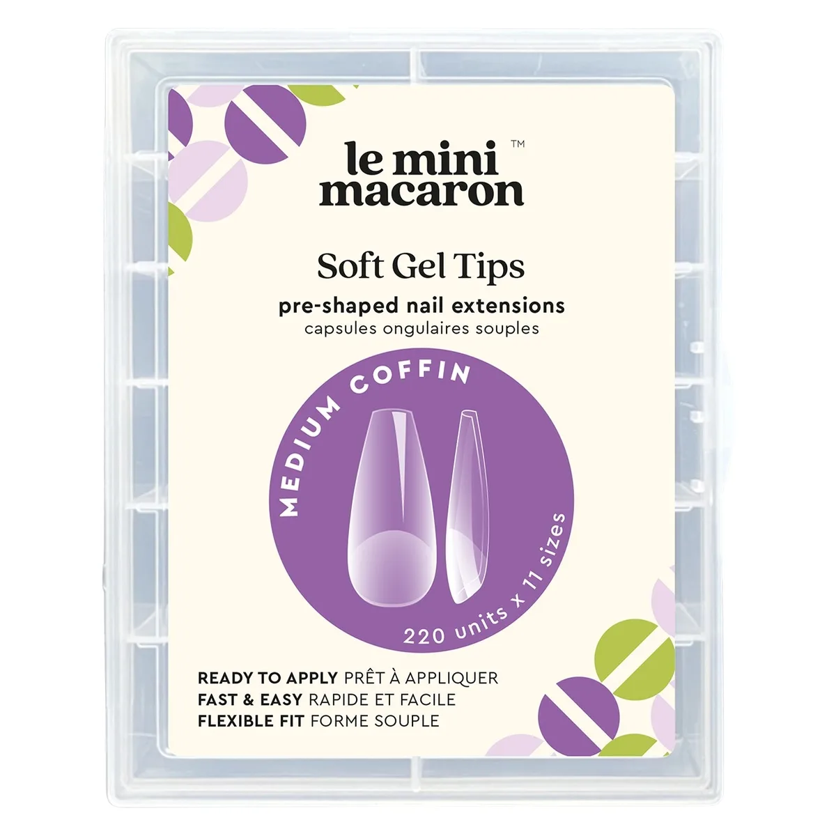 Le Mini Macaron Soft Gel Tips Medium Coffin 63 ml