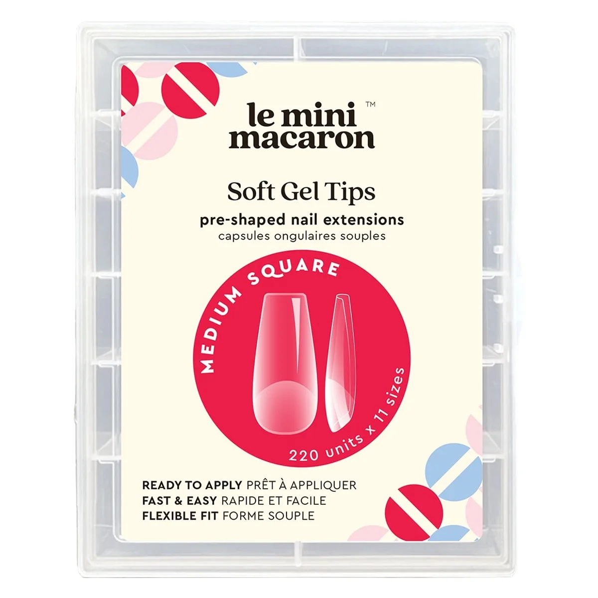 Le Mini Macaron Soft Gel Tips Medium Square 63 ml