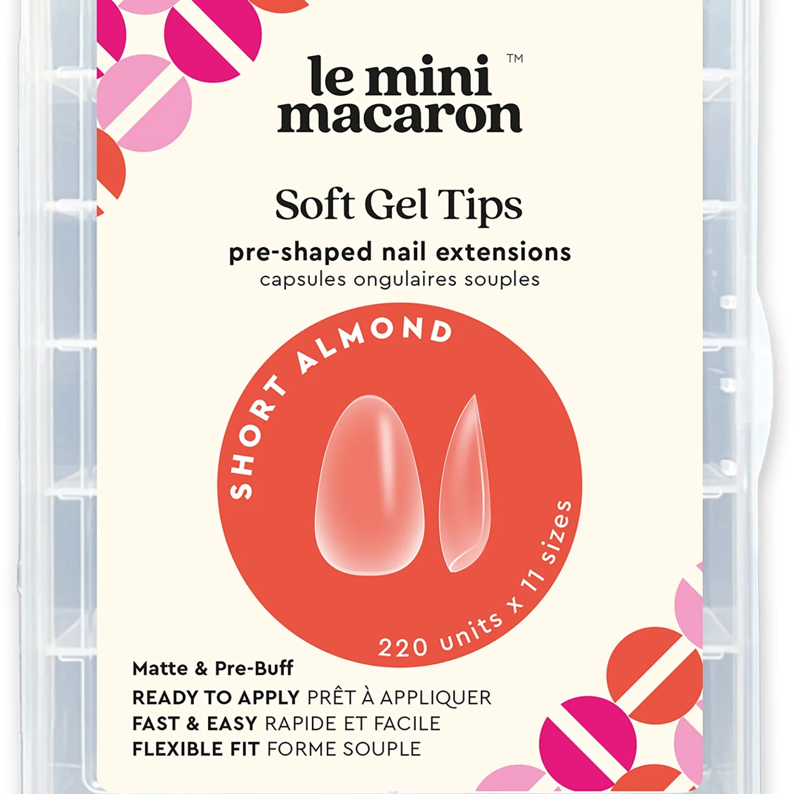 Le Mini Macaron Le Gel Soft Gel Tips Short Almond, Matte & Pre Buff Effect Small