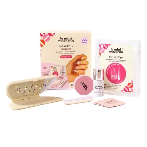Le Mini Macaron Soft Gel Tips Starter Kit Medium Almond 8 ml