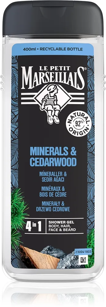 Le Petit Marseillais Minerals & Cedarwood Duschtvål 4-i-1 för män 400 ml