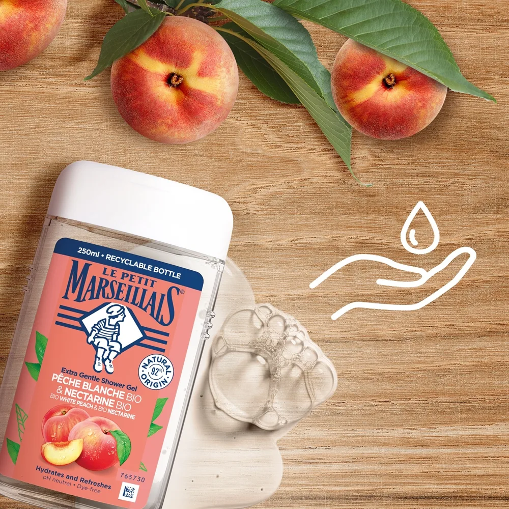 Le Petit Marseillais White Peach Bio & Nectarine Bio Silkig duschgel 250 ml