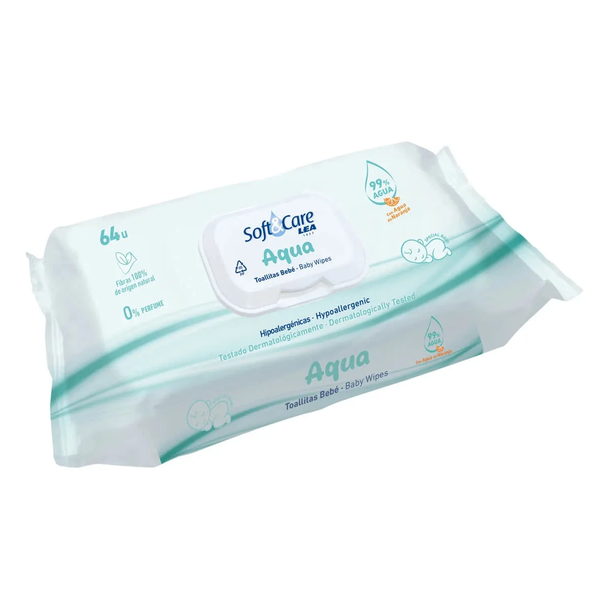 LEA Classic Soft & Care Wet Wipes, Parfumefri, 64 stk.