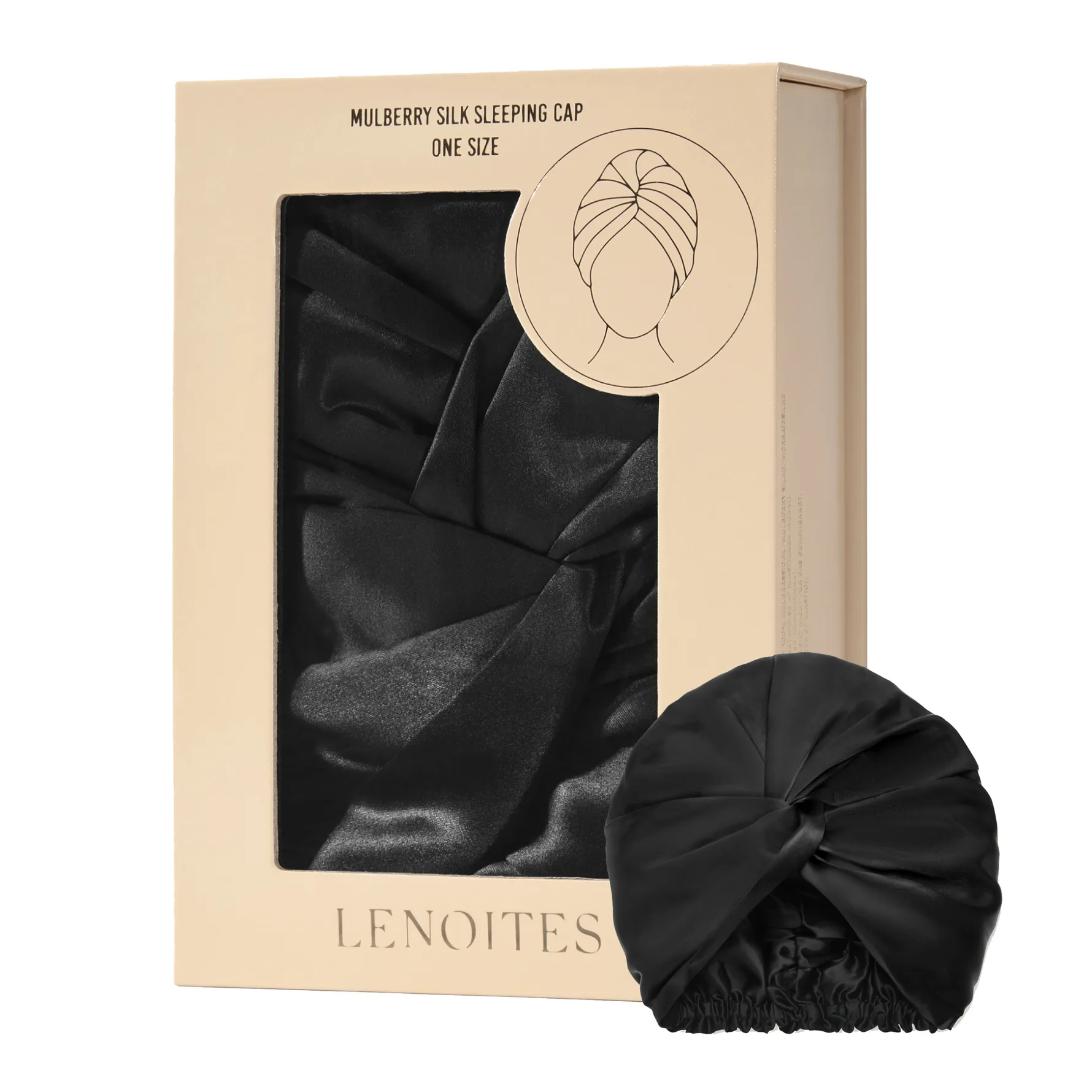 Lenoites Mulberry Silk Sleeping Cap Black
