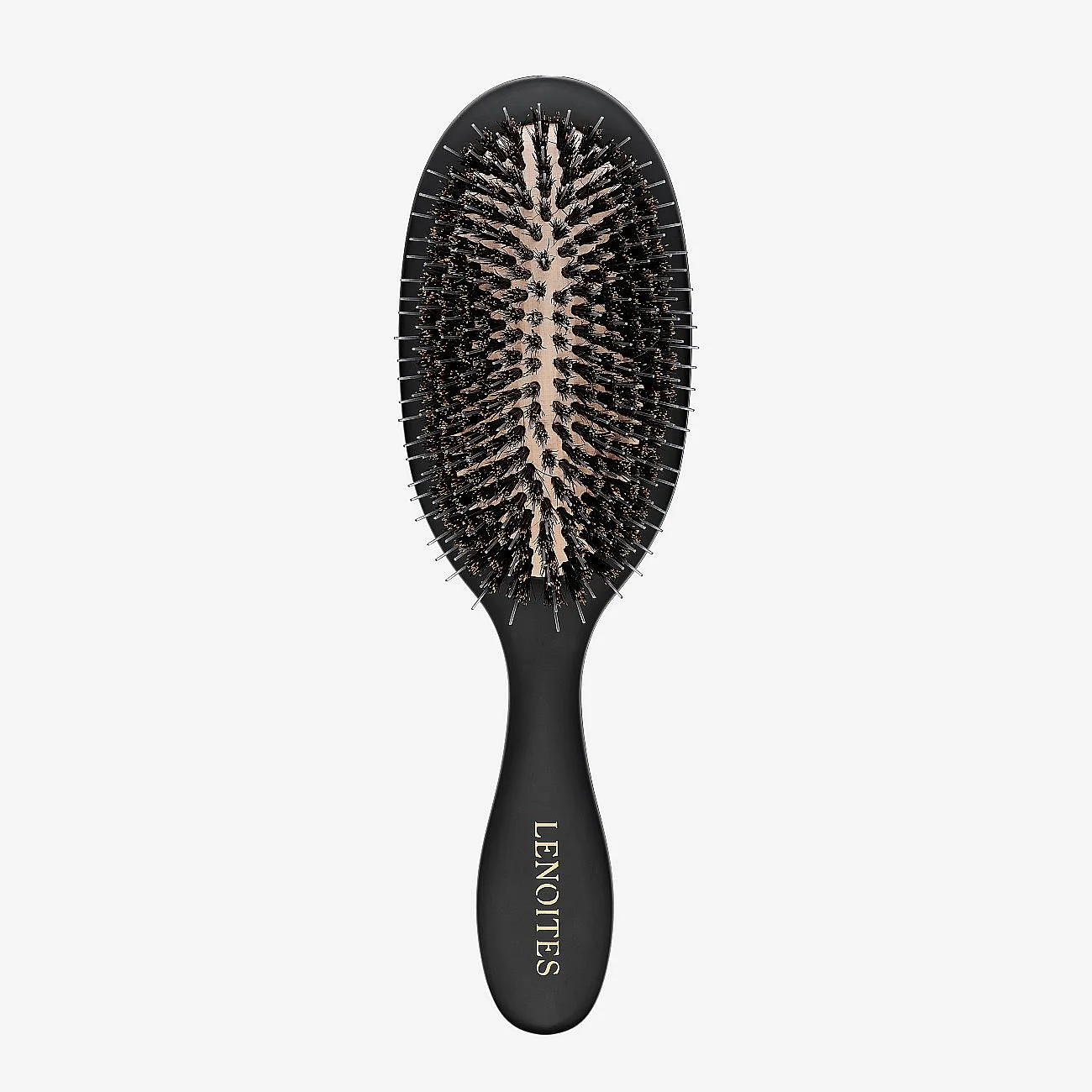 Lenoites Wild Boar Hair Brush with Cleaning Tool Black - 1 pcs