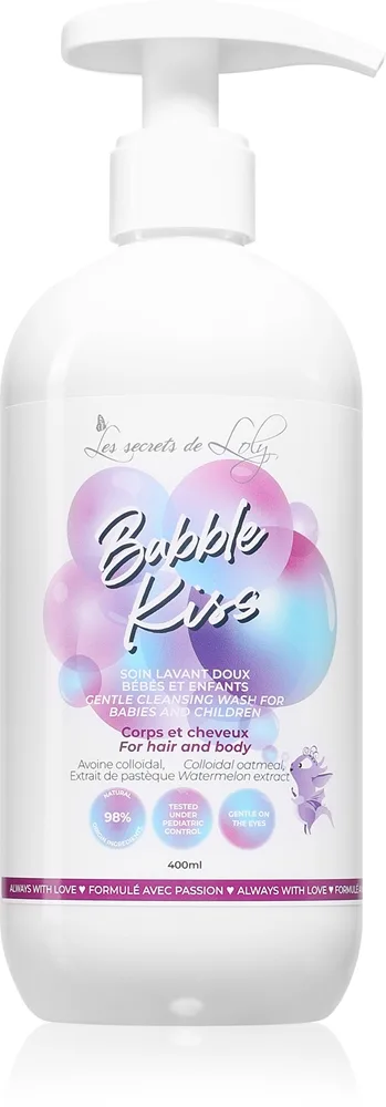 Les Secrets De Loly Bubble Kiss Tvätt-gel för kropp och hår för Barn 400 ml