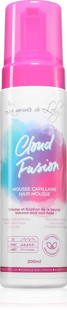 Les Secrets De Loly Cloud Fusion vahvan pidon antava muotoiluvaahto hiuksiin 200 ml