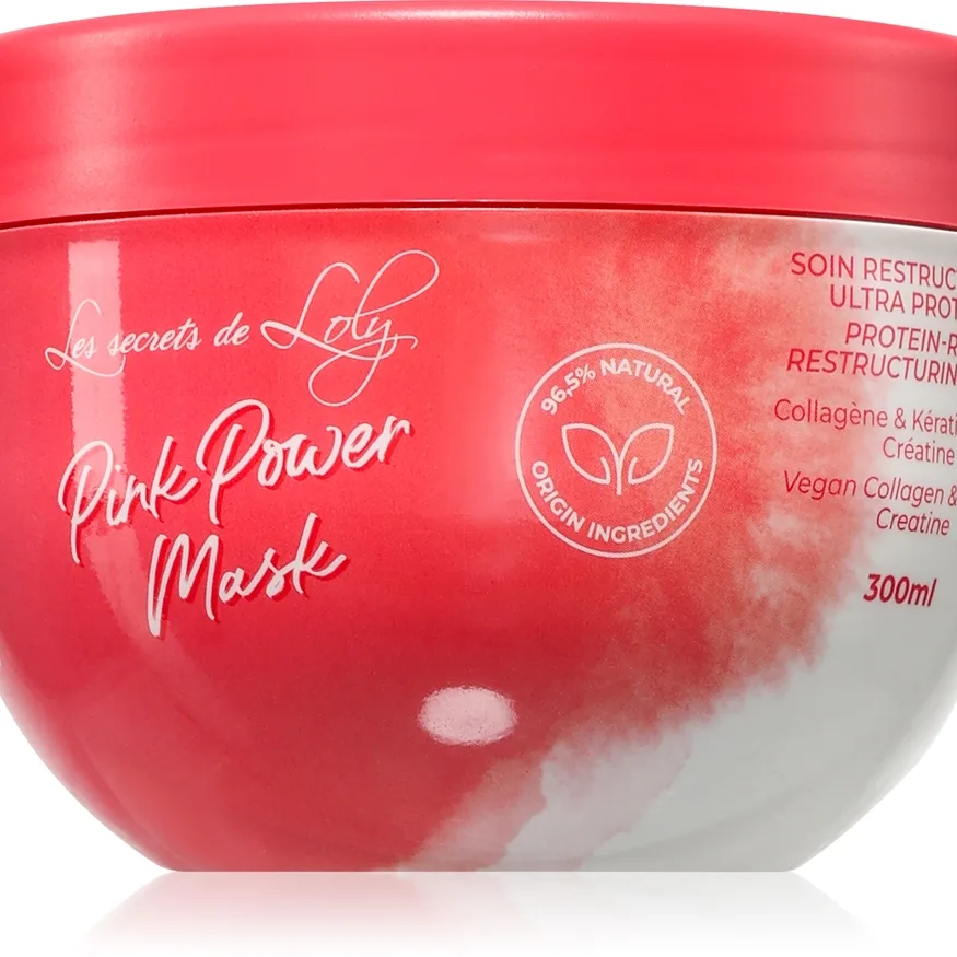 Les Secrets De Loly Pink Power Mask uudistava naamio aaltoileville ja kiharille hiuksille 300 ml