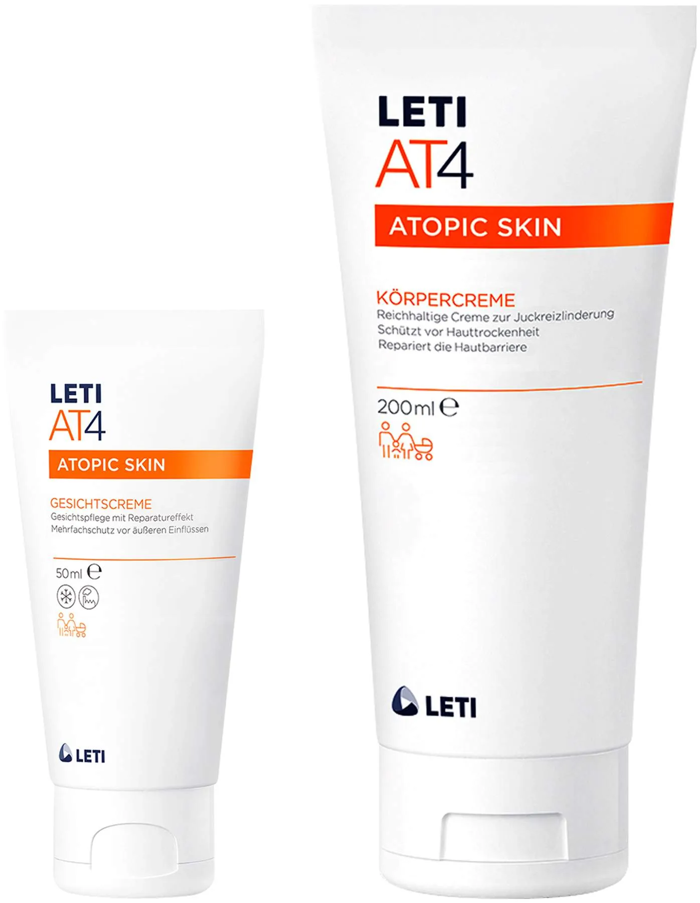 LETI AT4 Gesichtscreme 50 ml + LETI AT4 Körpercreme 200 ml - Zur Hautpflege