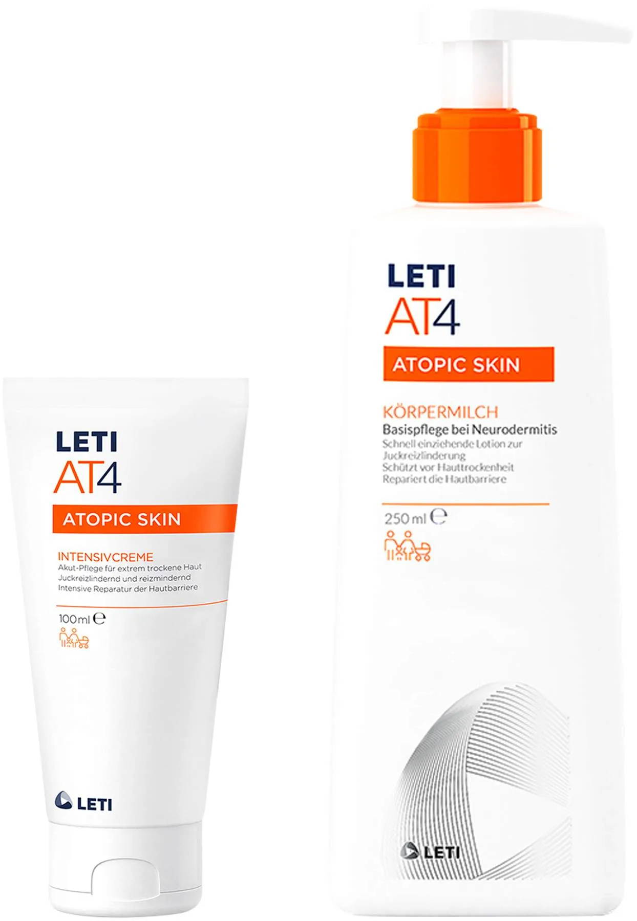 LETI AT4 Intensivcreme 100 ml + LETI AT4 Körpermilch 250 ml - Für atopische Haut