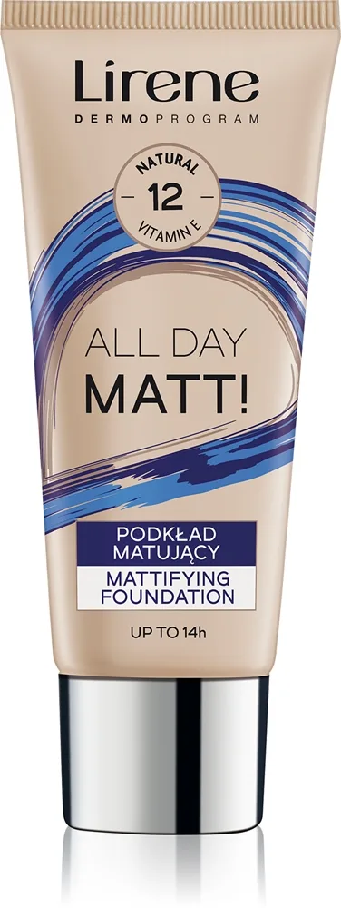 Lirene ALL DAY MATT! Mattifierande flytande foundation med långvarig effekt Skugga 12 Natural 30 ml