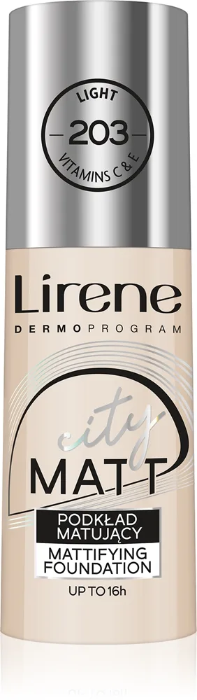 Lirene City Matt Mattifierande flytande foundation med lindrande effekt Skugga 203 Light 30 ml