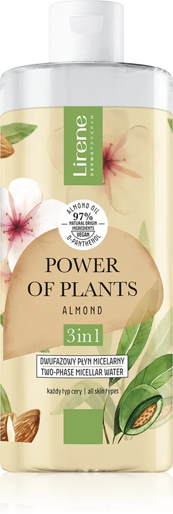 Lirene Power of Plants Almond Micellärt vatten 3-i-1 med lugnande egenskaper 400 ml