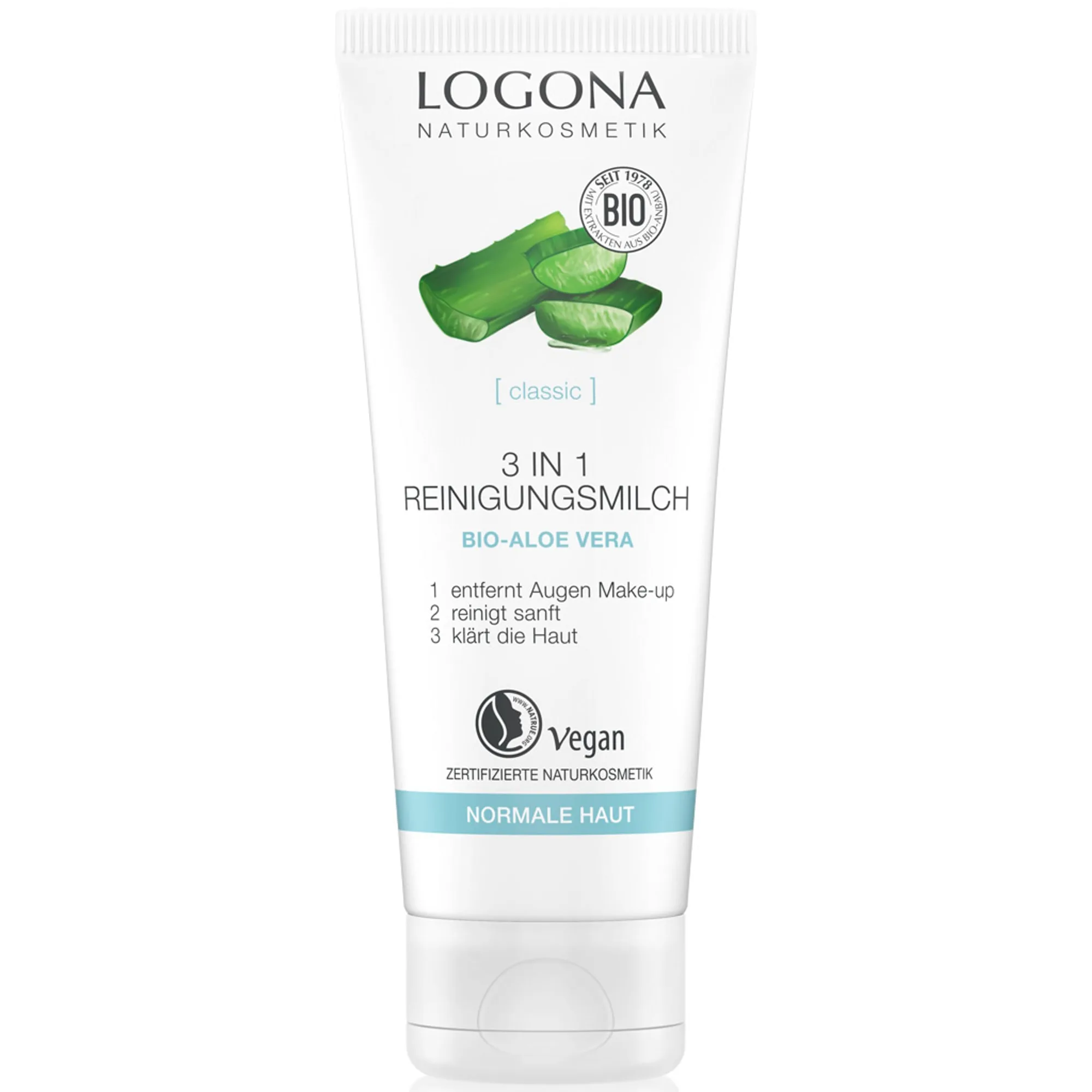 Logona Ekologisk aloe vera och ekologisk damascenerros 3in1 Ögonsminkborttagning