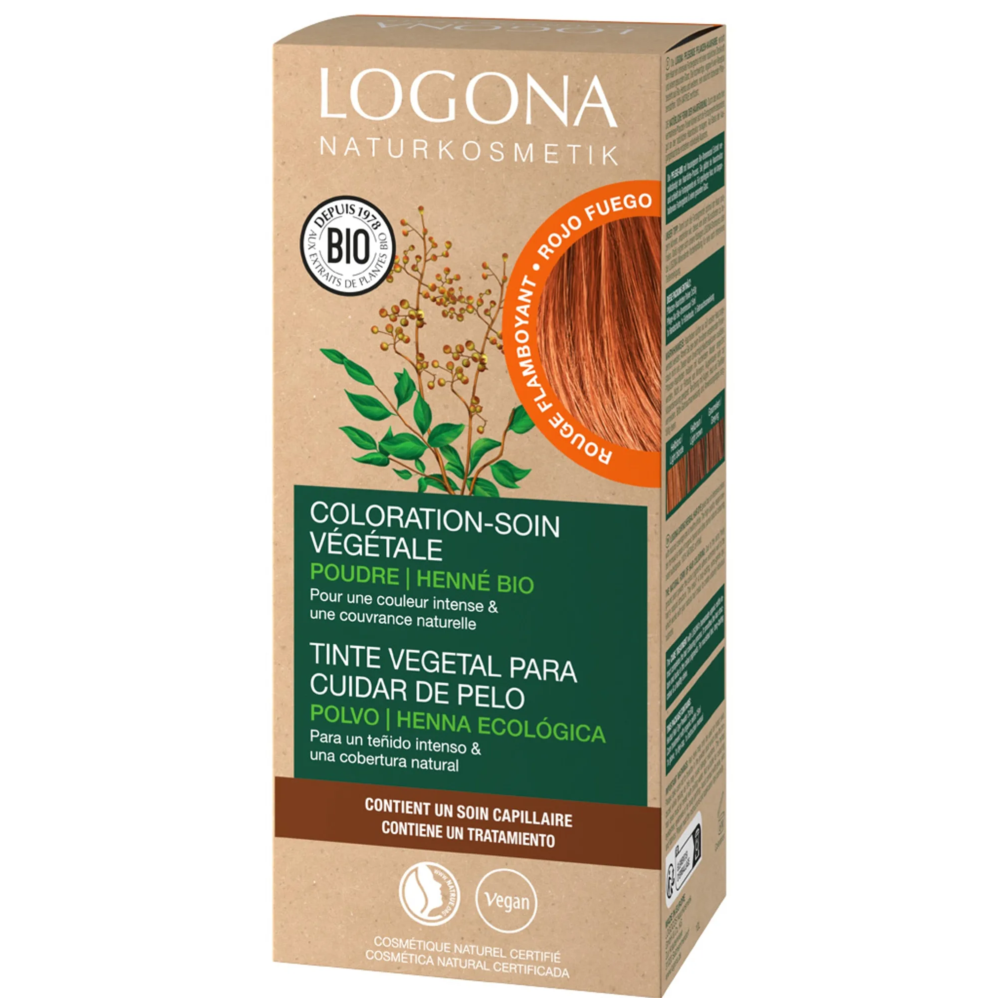 Logona Nourishing plant-based hair dye Powder Flame Red Hårfärg