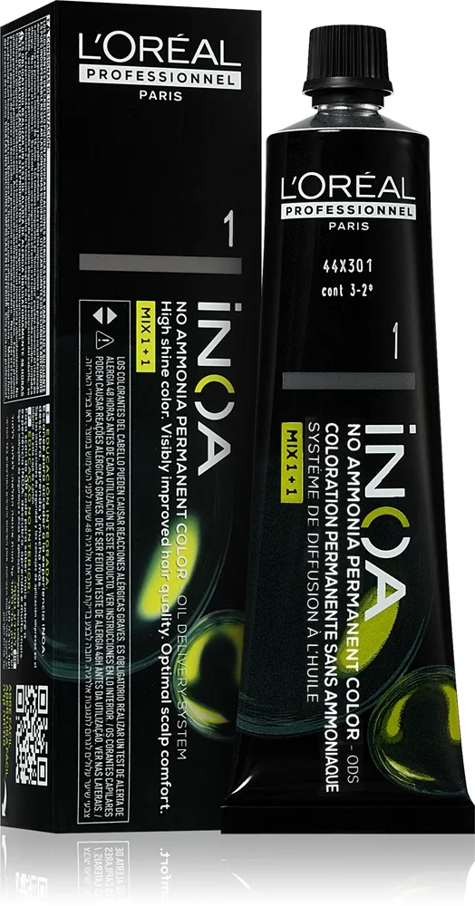 L’Oréal Professionnel Inoa Permanent hårfärgningsmedel Ammoniak-fri Skugga 1 60 ml