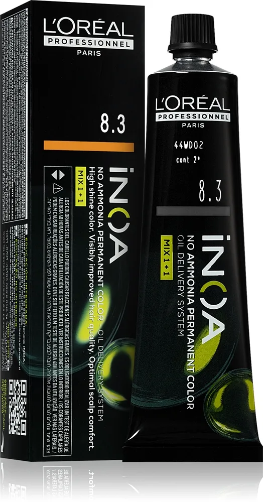 L’Oréal Professionnel Inoa Permanent hårfärgningsmedel Ammoniak-fri Skugga 8.3 60 ml