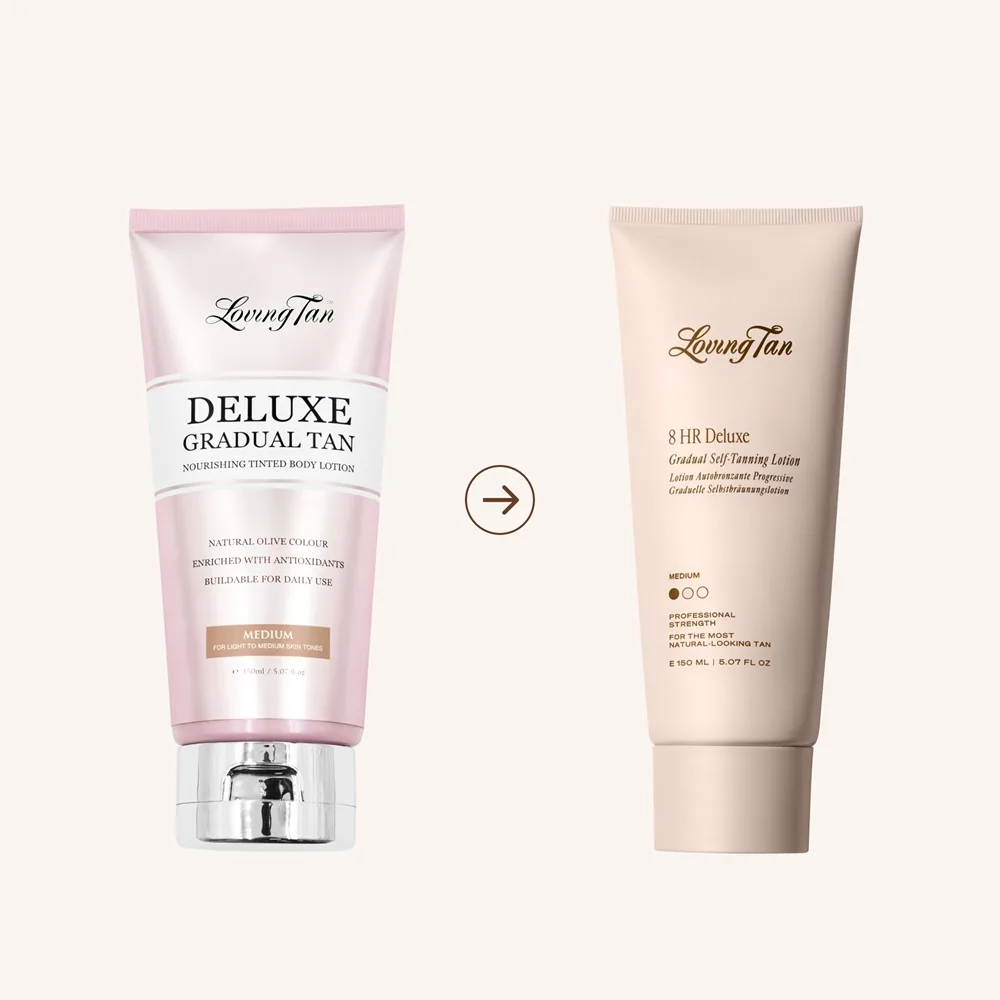 Loving Tan Deluxe Gradual Tan Närande kroppsmjölk för djupare solbränna Skugga Medium 150 ml