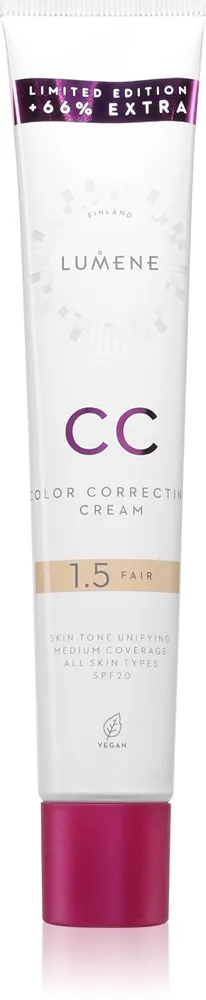 Lumene CC Color Correcting Cream ihon sävyä tasoittava CC-voide SPF 20 sävy 1.5 Fair (Warm) 50 ml
