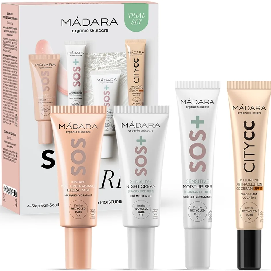 MÁDARA SOS Care lahjasetti kasvoille sävy Light