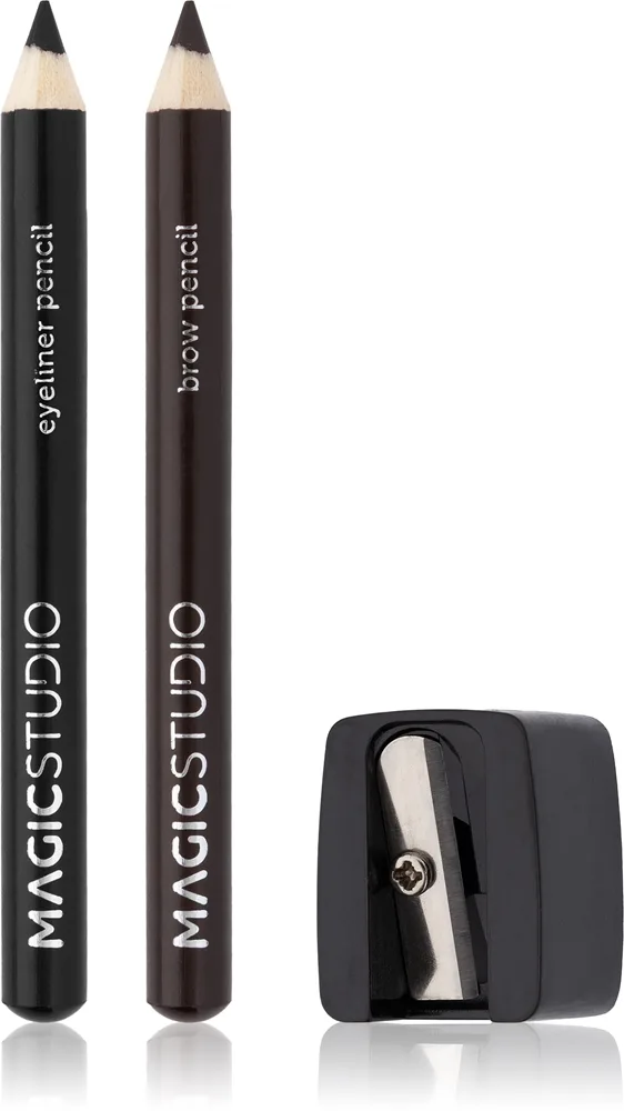 Magic studio Eyeliner Pencil Brow & Sharpener setti silmiin ja kulmiin 0.5 g