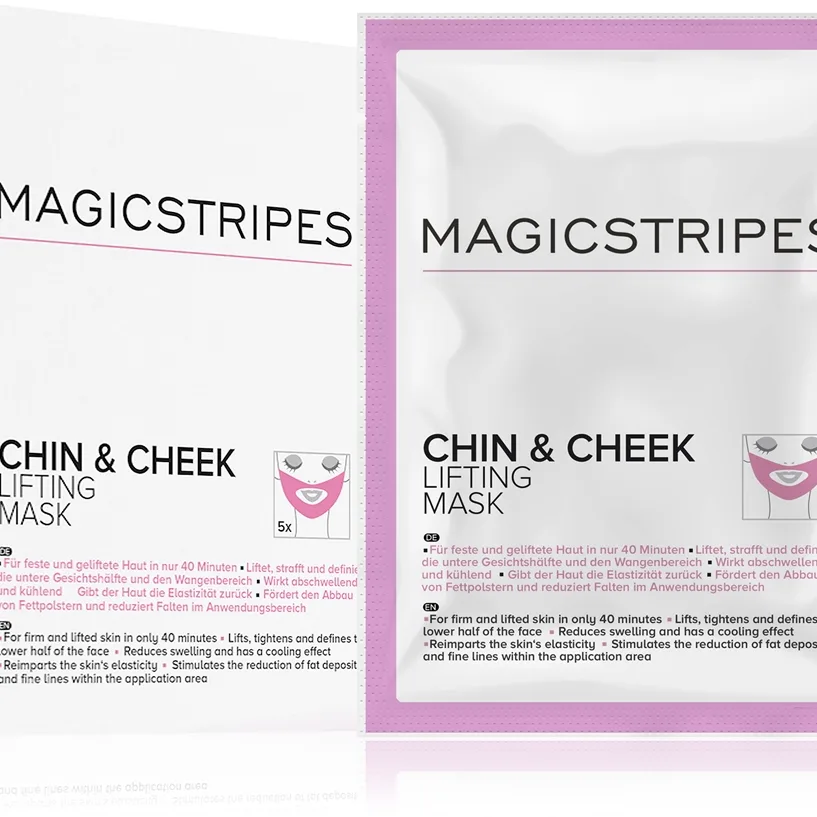 MAGICSTRIPES Chin & Cheek Lifting Mask Opstrammende hydrogelmaske til hage og ansigt 5 stk.