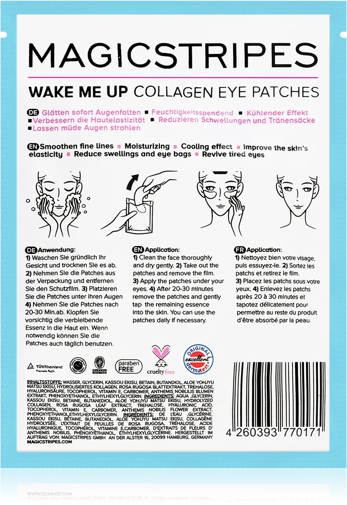 MAGICSTRIPES Wake Me Up Collagen Eye Patches Kollagen øjenmaske til træt hud 1 stk.