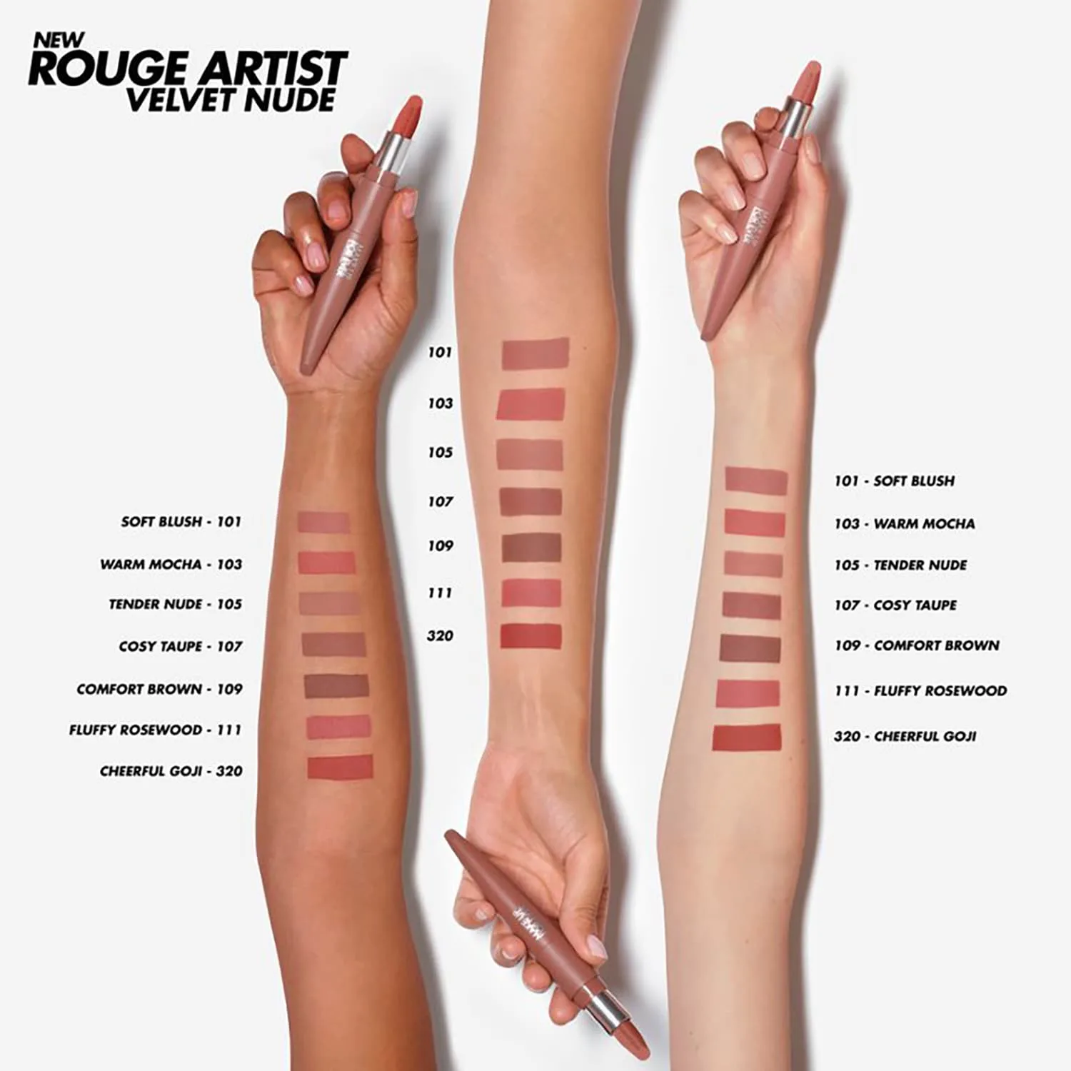 Make Up For Ever - Rouge Artist Velvet Nude - Matte Lipstick Velvet Sensation - Rouge Artist Velvet Nude 101 - For Women