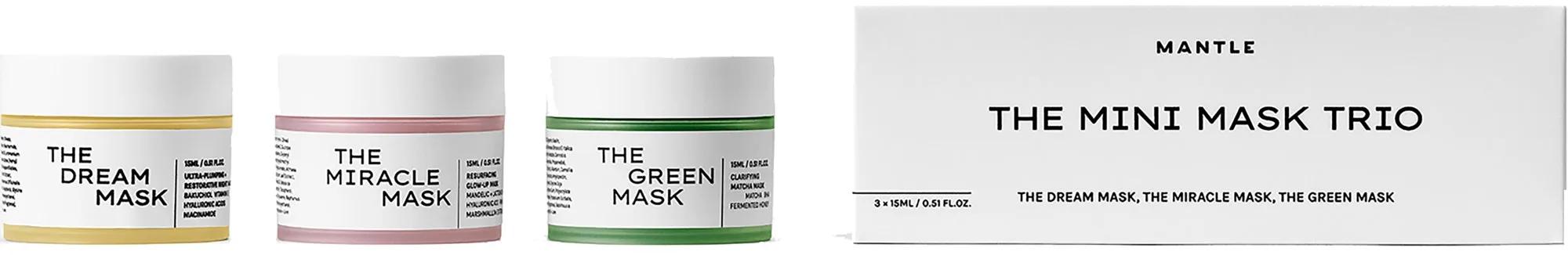 MANTLE The Mini Mask Trio - The Dream Mask, The Green Mask, The Miracle Mask
