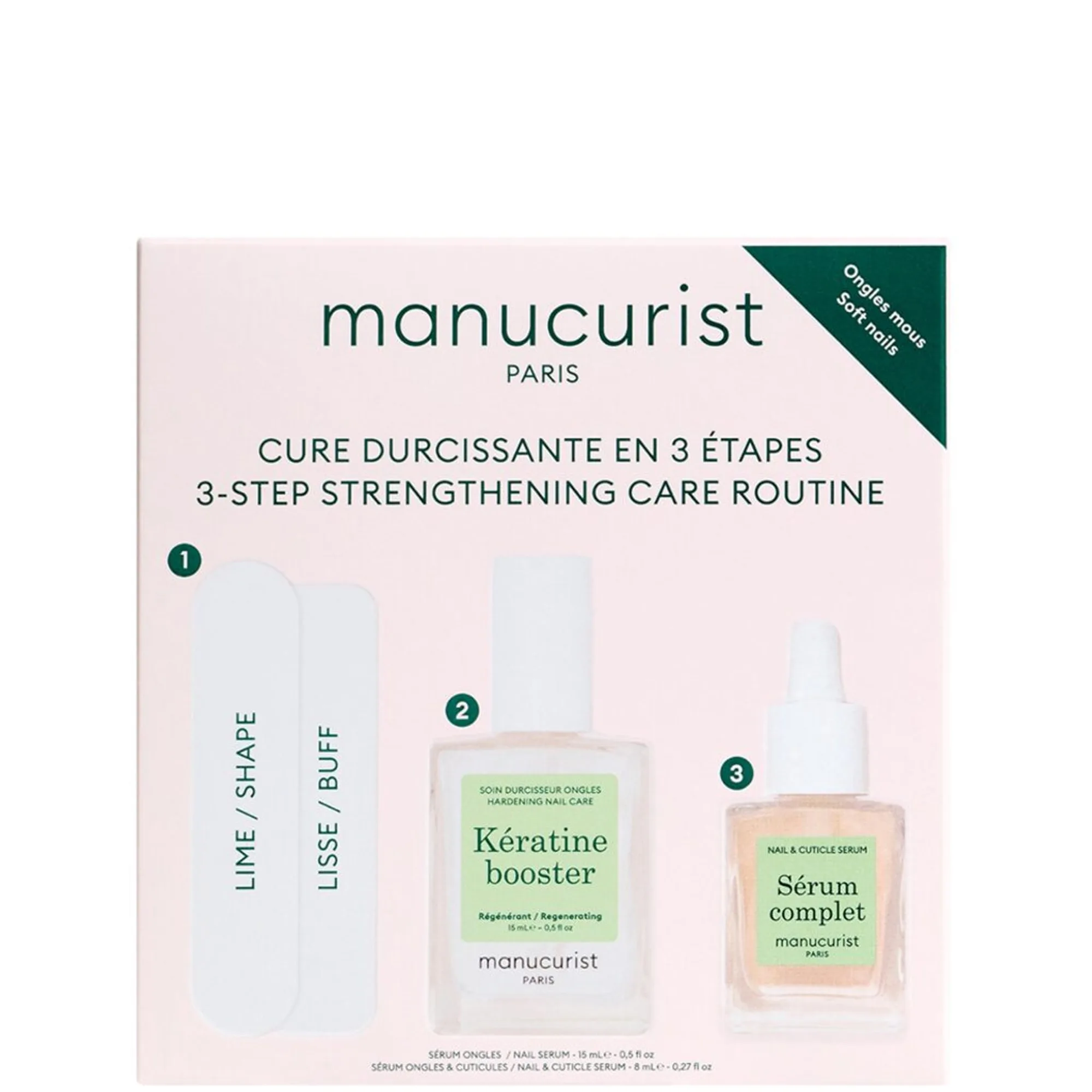 manucurist Nail & Hand Care Harding Treatment: Keratine Booster + Serum Complete + Nail File + Buffer Nagelvårdsset