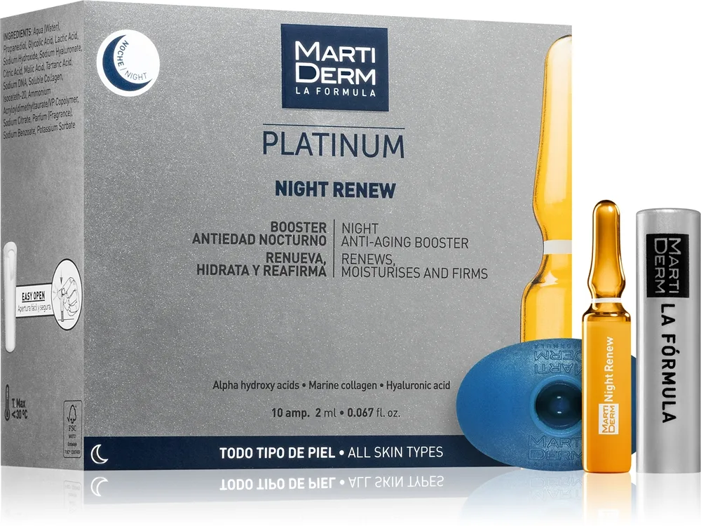 MartiDerm Platinum Night Renew Nattserum mot rynkor I ampuller 10x2 ml