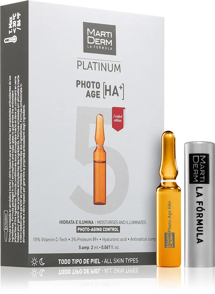 MartiDerm Platinum Photo Age HA+ ihon ikääntymistä ehkäisevä seerumi ampulleissa 5x2 ml