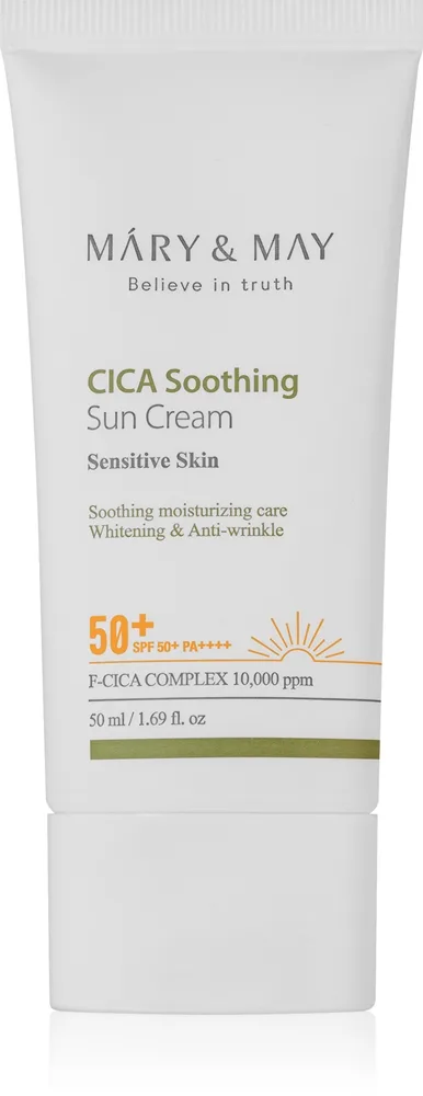 Mary&May Cica Soothing Lindrende beskyttelsescreme SPF 50+ 50 ml