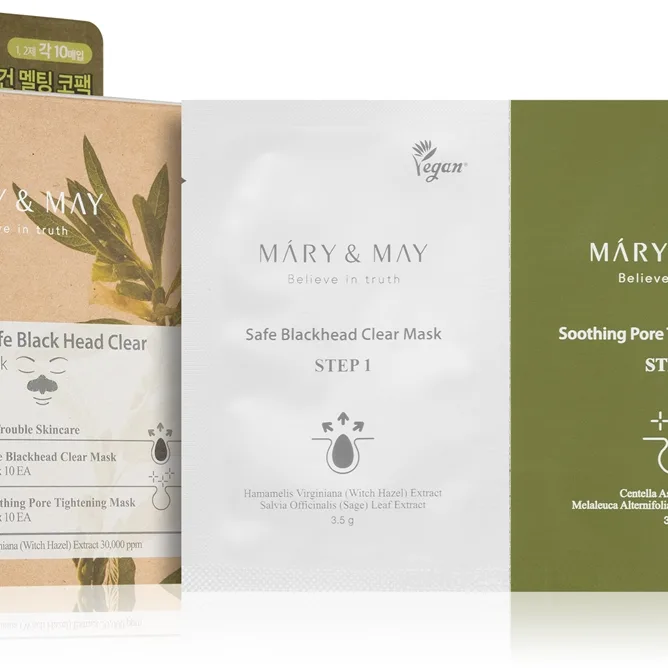 Mary&May Daily Safe Black Head Clear Nose Mask Rengöringsremsa för pormaskar för hudbehandling i två faser 2x10 st.