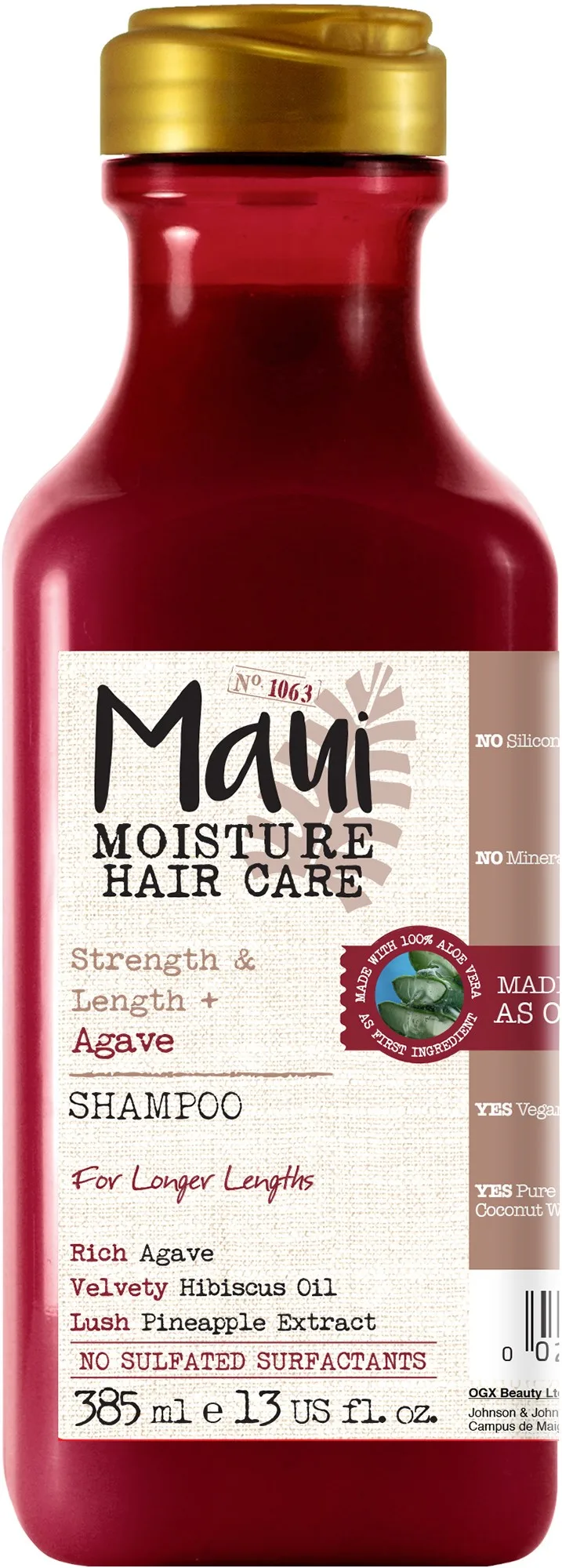 Maui Moisture Strength & Lenght + Agave Energigivende shampoo Til kemisk behandlet hår 385 ml