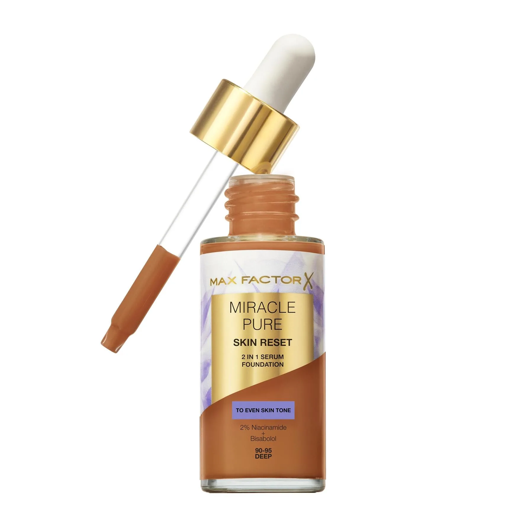 Max Factor Miracle Pure 2‑in‑1 Skin Reset Serum Foundation 65 Natural 30 ml