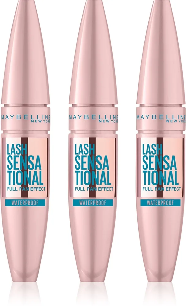 MAYBELLINE NEW YORK Lash Sensational Vandfast længdegivende, bøjende og volumengivende mascara Skygge Black