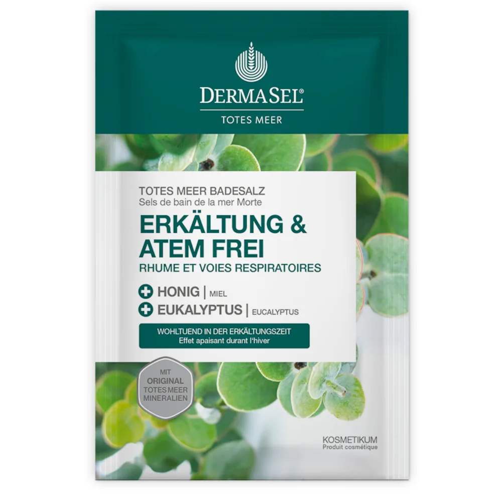 DERMASEL Totes Meer Badesalz Erkältung &amp; Atemfrei 80 g Bad