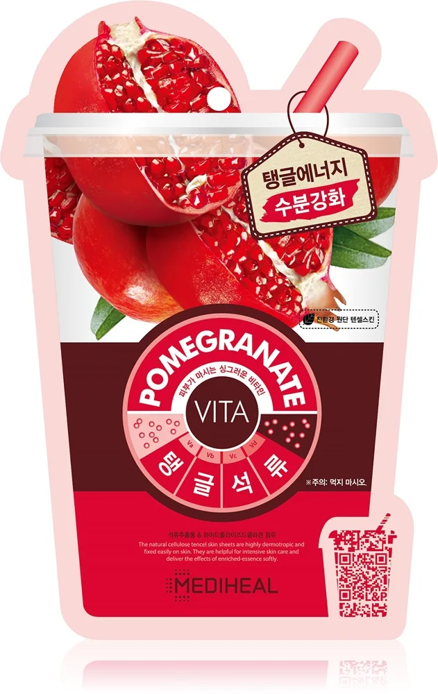 MEDIHEAL Vita Mask Pomegranate kosteuttava kangasnaamio sisältää kollageenia 20 ml