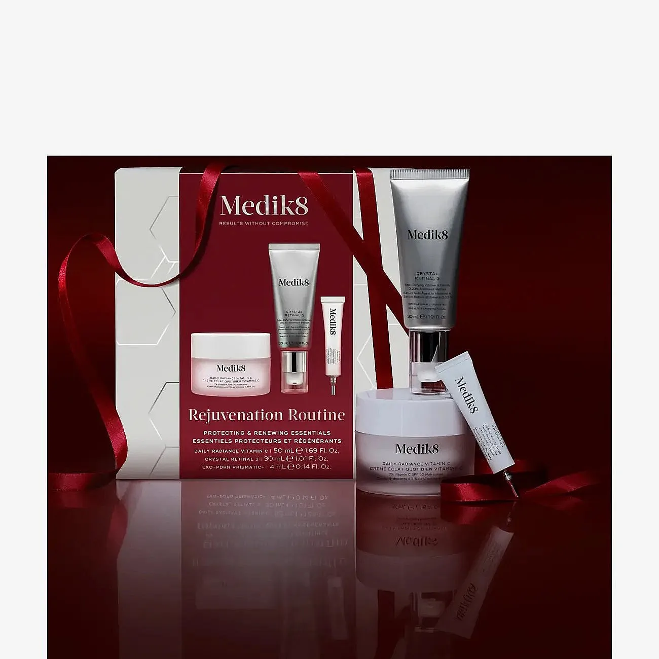 Medik8 Rejuvenation Routine (Kit): Daily Radiance Vitamin C, Crystal Retinal 3, Exo-Pdrn Prismatic - Nude - 390 G