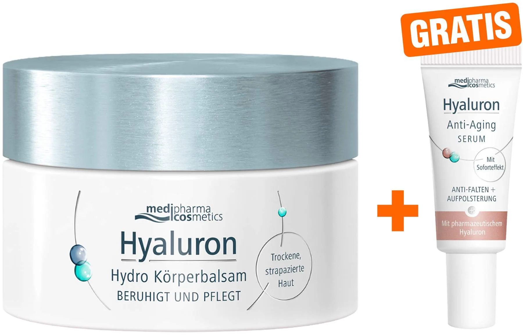 medipharma cosmetics Hyaluron Hydro Körperbalsam 250 ml + gratis Hyaluron Anti - Aging Serum 5 ml - Zur Hautpflege
