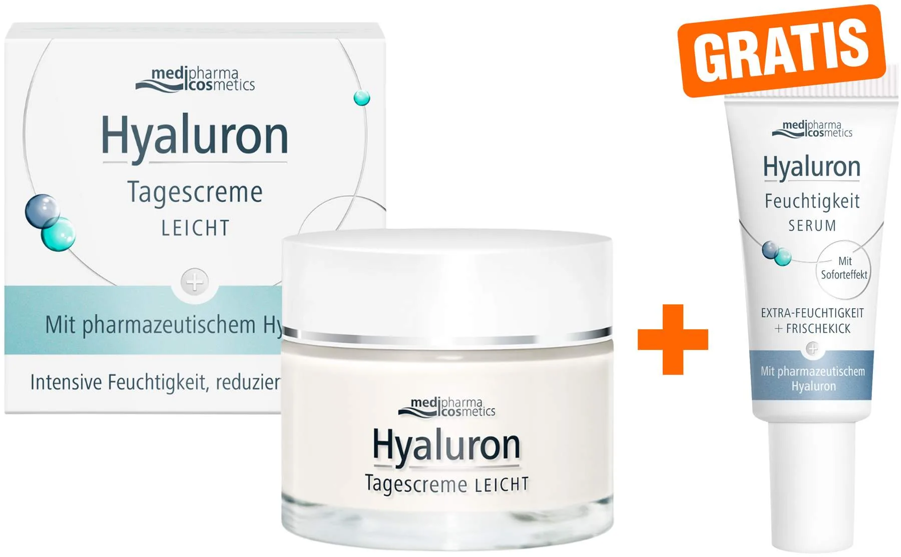 medipharma cosmetics Hyaluron Tagescreme leicht 50 ml + gratis Hyaluron Feuchtigkeit Serum 5 ml - Zur Gesichtspflege