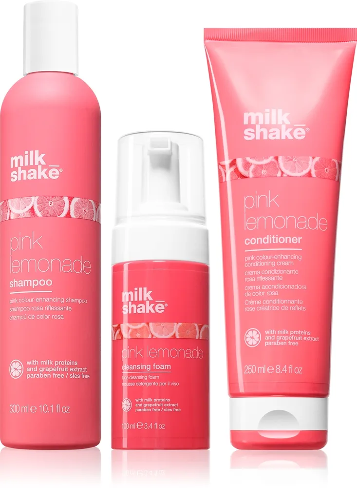 milk_shake® Pink Lemonade Set setti vaaleille ja raidoitetuille hiuksille