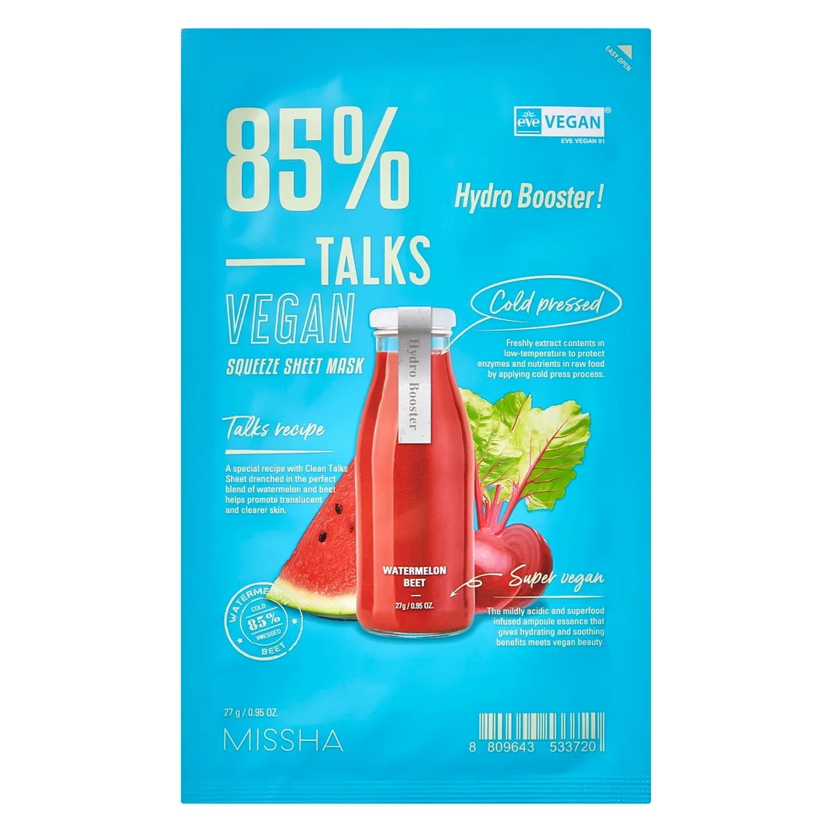 Missha Talks Vegan Squeeze Sheet Mask Hydro Booster